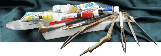 Classic artists tools as used by the specialist painters